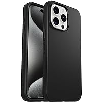 OtterBox iPhone 15 Pro MAX (Only) Symmetry Series Case - BLACK, ultra-sleek, wireless charging compatible, raised edges protect camera & screen (ships in polybag, ideal for business customers)