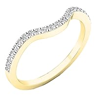 0.15 Carat (ctw) Round White Diamond Contour Wedding Ring Enhancer Guard Band for Her in Gold