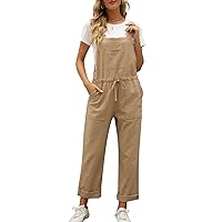 Flygo Overalls for Women Loose Fit Adjustable Strap Drawstring Cotton Overalls Jumpsuits