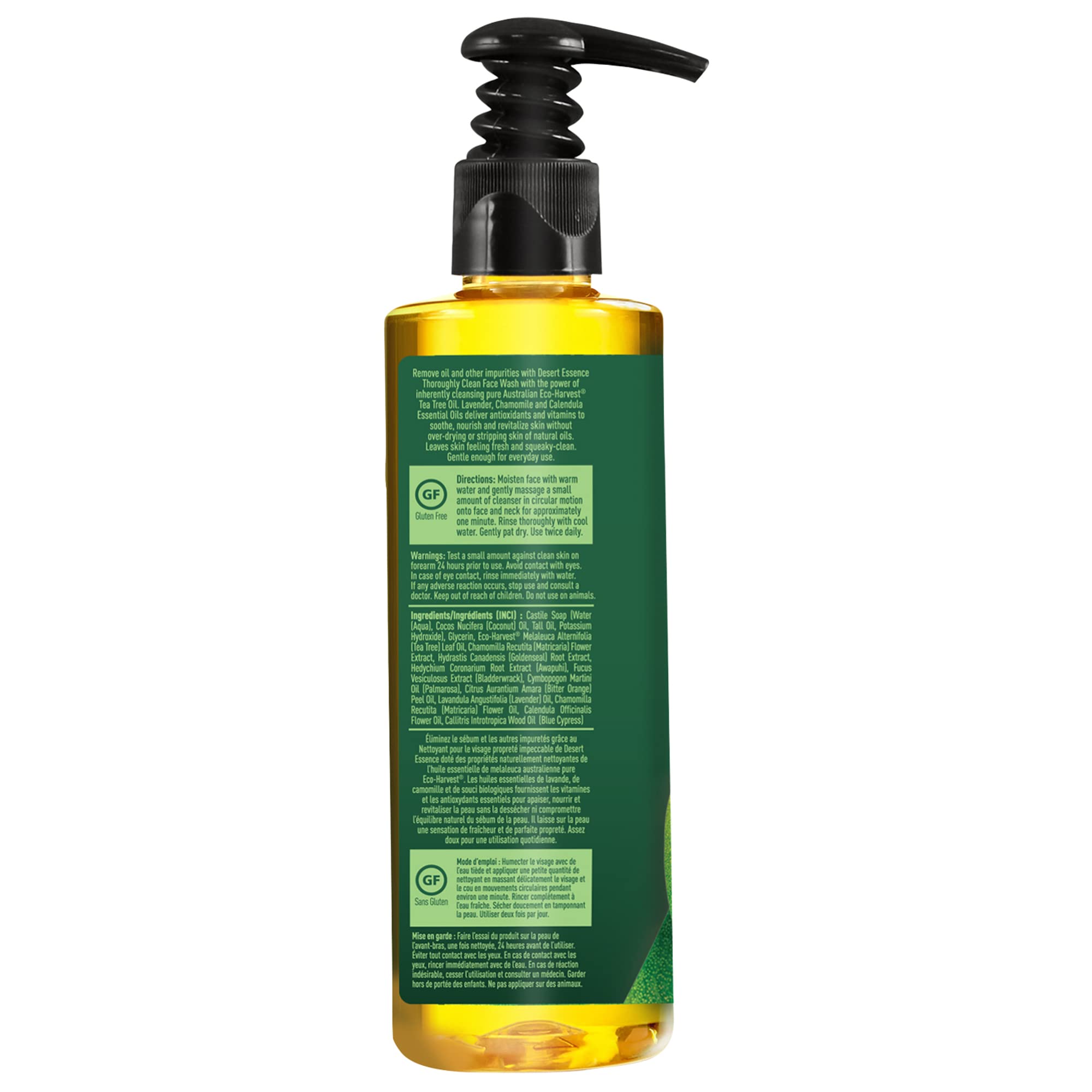 Desert Essence Thoroughly Clean Face Wash - Original - 8.5 Fl Ounce - Tea Tree Oil - For Soft Radiant Skin - Gentle Cleanser - Extracts Of Goldenseal, Awapuhi, & Chamomile Essential Oils