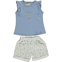 Baby Girl 2-Piece Top and Shorts Set for Girls 100% Cotton Seashell Embroidered Outfit for Baby and Toddler