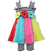 Bonnie Jean Little Girls' Dress Colorblock Knit Leggings Set