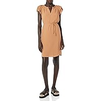 Amazon Essentials Women's Relaxed Fit Lightweight Georgette Split Neck Flutter Sleeve Shift Dress