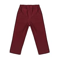 Toddler Baby Boys Casual Cargo Pants with Side Pocket Elastic Waistband Trousers Burgundy 3-4 Years