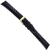 17mm Speidel Black Alligator Grain Stitched Genuine Leather Mens Watch Band Long