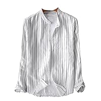 Cotton Line Shirts for Men Casual Multicolor Striped Long Sleeve Shirt Man T Shirts Men's
