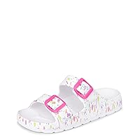Unisex-Child Girls Double Buckle Slip on Slide Sandals
