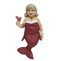 December Diamonds Miss Jolly Mermaid with Cocktail Christmas Ornament 5555055