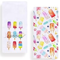 Watercolor Popsicle Kitchen Dish Towel 18 x 28 Inch Set of 2, Hello Summer Tea Towels Dish Cloth for Cooking Baking