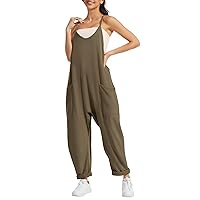 ATHMILE Jumpsuits for Women Casual Summer Rompers Sleeveless Loose Spaghetti Strap Baggy Overalls Jumpers with Pockets 2024