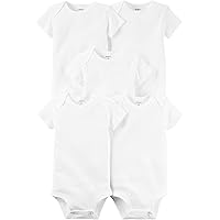 Carters Unisex Baby 5-Pack Short Sleeve Original Bodysuits, White, 12M