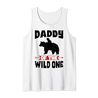 Mens daddy of the wild one Papa Bear Tank Top