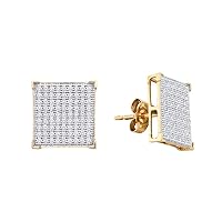 The Diamond Deal 10kt Yellow Gold Womens Round Diamond Square Cluster Earrings 1/2 Cttw