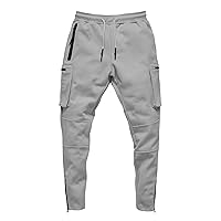 Men's Lightweight Casual Joggers Pants Elastic Waist Drawstring Cargo Sweatpants Multi-Pockets Athletic Trousers