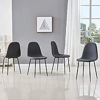 IDS Home Dining Chairs Set of 4, Mid Century Modern Fabric Side Chairs, Upholstered Armless Curved Back with Metal Legs, Chic Kitchen Decor/Living Room Furniture Accent (Gray)
