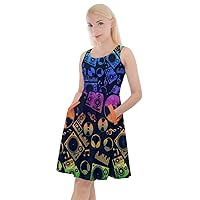 CowCow Womens Musical Art Dress Pattern Music Notes Treble Clef Knee Length Skater Dress with Pockets, XS-5XL