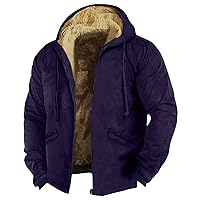 Winter Graphic Coat For Men Fleece Wool Zip Up Long Sleeve Slim Fit Office Sports Coats Oversized Retro Hooded
