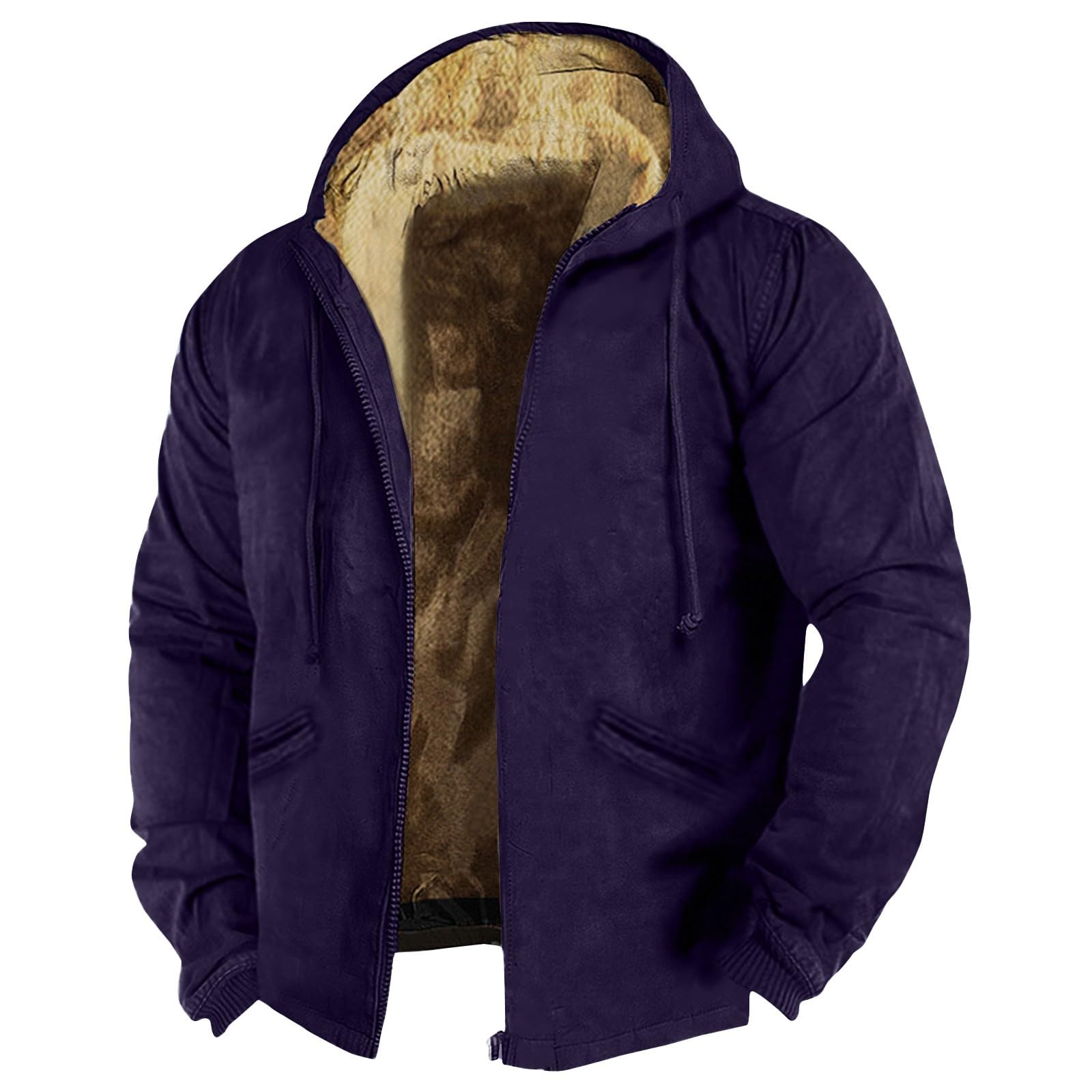 Mens Winter Heavyweight Fleece Sherpa Lined Warm Sweatshirt Big And Tall Zip Up Hoodie Jackets
