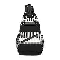 Black and White Piano Keys Sling Bag Lightweight Crossbody Bag Shoulder Bag Chest Bag Travel Backpack for Women Men