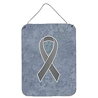AN1211DS1216 Grey Ribbon for Brain Cancer Awareness Wall or Door Hanging Prints Aluminum Metal Sign Kitchen Wall Bar Bathroom Plaque Home Decor Front Door Plaque, 12x16, Multicolo