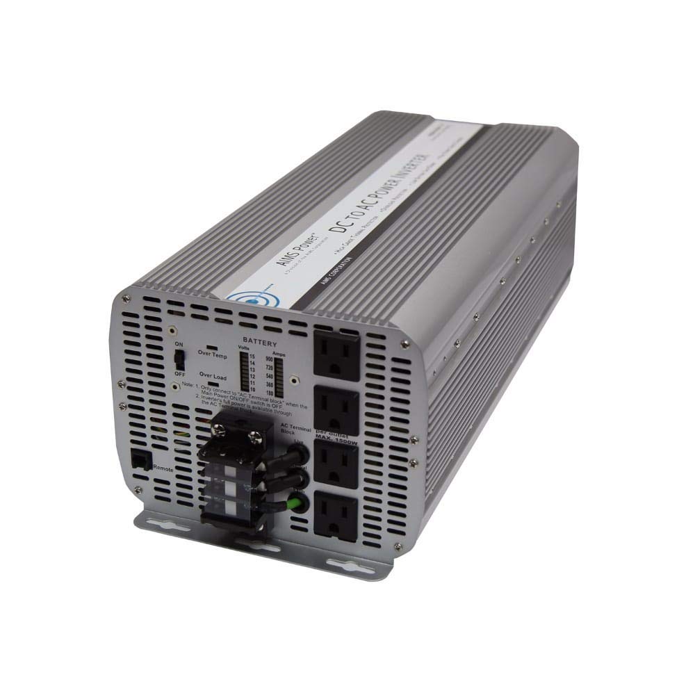 AIMS 8000 Watt / 16,000 Watt Peak Power Inverter, Digital Meters, AC Terminal Block, Optional Remote 66 Amps (8kW)