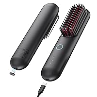 TYMO Cordless Hair Straightener Brush - Porta ECO Portable Straightening Brush for Travel, Mini Hot Ionic Straightener Comb for Women, Ceramic Coating, Lightweight for Touch-ups, USB Rechargeable