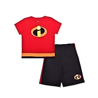 Disney The Incredibles Boys’ Short Sleeve T-Shirt and Shorts Set for Toddler Little Kids and Big Kids – Red/Black