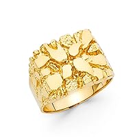 Men's Solid 14k Yellow Gold Polished Heavy Nugget Ring