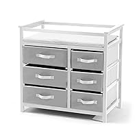 Baby Changing Table Dresser with 6 Storage Baskets, Can be Used as a Baby Changing Tables with Changing Table Top, a Baby Changing Station, a Diaper Changing Station (White)