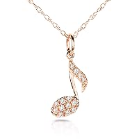 Kobelli Diamond Musical Symbol (Eighth Note) Pendant & Chain in 14K White Gold