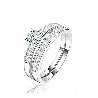 Luxury Wedding/ Engagement Ring Set 10kt white gold Plated Topaz Princess cut with Gift Box