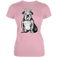 Animal World Bulldog Crown Pink Juniors Soft T-Shirt