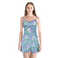 PattyCandy Women's Summer Sleepwear Cute Unicorn Dream Big Party Satin Pajamas Set, XS-3XL