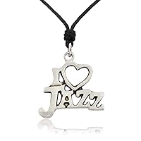 I Love Jazz Music Silver Pewter Charm Necklace Pendant Jewelry