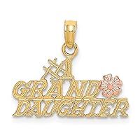 10 kt Two Tone Gold Two-Tone #1 GRANDDAUGHTER with Flowers Charm 14 x 21 mm