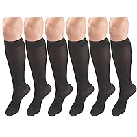 Women's Compression Stockings, 20-30 mmHg, Knee High Length, Closed Toe, Opaque Black X-Large (6 Pairs)