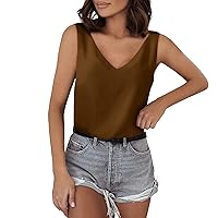 Silk Tank Tops for Women 2024 Trendy Dressy Casual V Neck Satin Blouses Elegant Summer Loose Fit Sleeveless Shirts