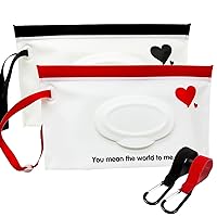 VOONGOR Baby Portable Wipe Dispenser, Reusable & Refillable Wet Wipe Pouch with 2 Stroller Hooks, Travel Wipes Holder & Case, Lightweight Flushable Diaper Wipes Container (Heart Pattern)