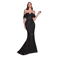 Off The Shoulder Sequin Prom Dresses for Women Elegant Mermaid Evening Gown Long V Neck Maxi Formal Party Dress