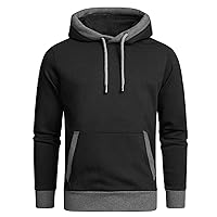 Mens Patchwork Pullover Hoodies Drawstring Workout Sweatshirt Casual Slim Fit Sweater Shirt Hiking Active Hoodie Tops