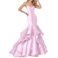 Women's Mermaid Prom Evening Party Dresses Tiered Formal Dress