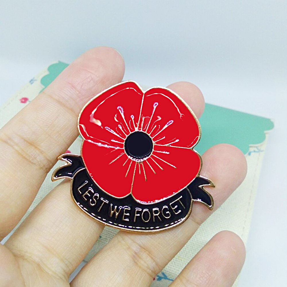 MA&SN Veterans Day Remembrance Day Memorial Day Gift Poppy Brooch Pins Lest We Forget Flower Badge Broach