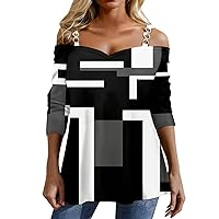 Long Sleeve Workout Tops for Women Cold Shoulder Sexy Tops Printing Loose Strap Tees Sweetheart Neck Trendy Blouses