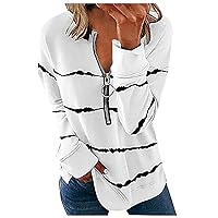 ZEFOTIM Blouses for Women 2024 Casual Stripe Long Sleeve Crewneck Fashion Shirts Pullover Tops