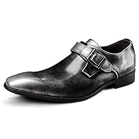 Men's PU Leather Oxfords Pull Tap Lace Up Style Burnished Toe Shoe Anti Skid Formal