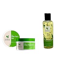 VoilaVe Pure Aloe Vera Gel with Aloe Vera Face Wash with Anti Aging Neem Crush, Hydrating Facial Cleansing Gel for Sunburn Relief, Acne, Skin Care