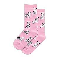 Hotsox Kid's Dalmatian Crew Socks 1 Pair, Pink, Kid's Large/Extra Large