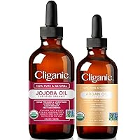Cliganic Carrier Oils Duo: Organic Jojoba Oil and Organic Argan Oil