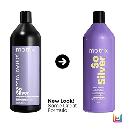 Matrix So Silver Purple Shampoo | Neutralizes Yellow Tones | Color Depositing & Toning | For Blonde, Grey, Platinum, & Bleached Hair | For Color Treated Hair | Toning Shampoo | Packaging May Vary