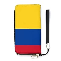 Colombian Flag Wristlet Wallet Leather Long Card Holder Purse Slim Clutch Handbag for Women